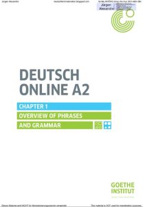 Deutsch Online A2 - Overview of Phrases and Grammar